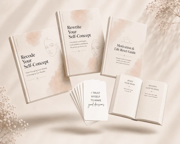 RECODE YOURSELF complete bundle — transformation guide, workbook, affirmation cards