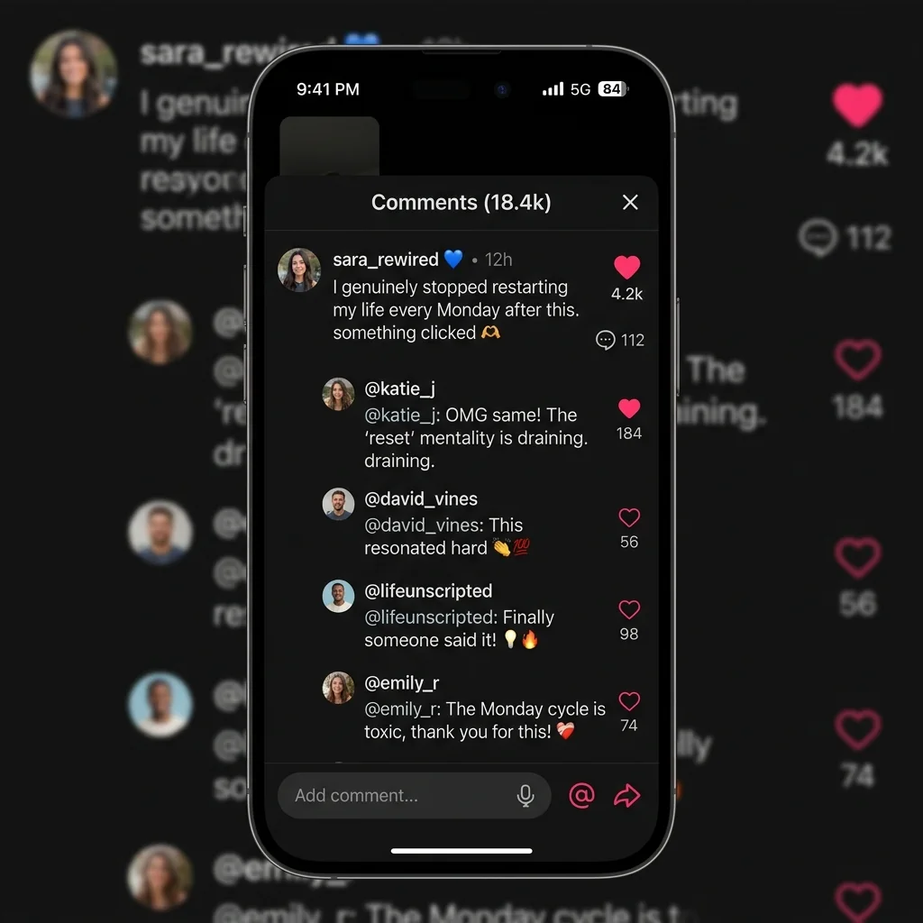 TikTok comment testimonial — something clicked